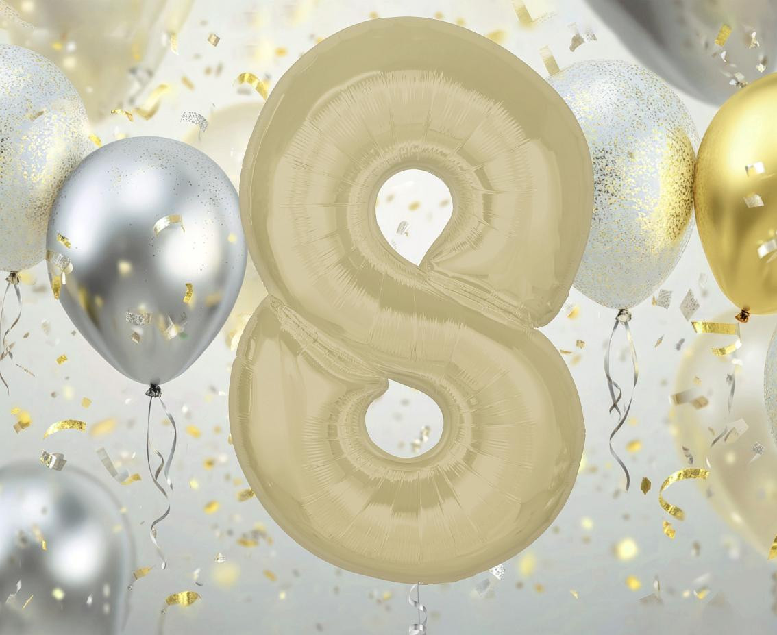Foil balloon number 8, matt latte, 92 cm EOL